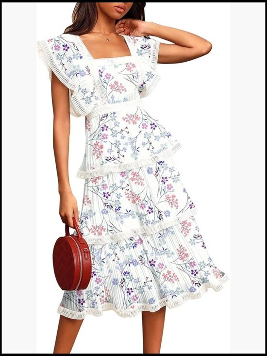 Dresses & Skirts - Chiffon Maxi Dress with Ruffle Tiered Design for Beach Wedding Party